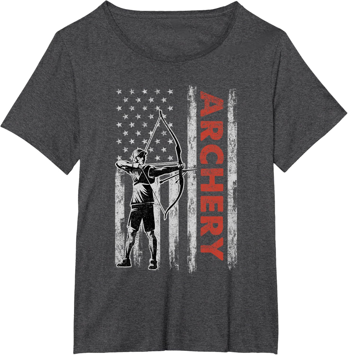 Archery Lovers Vintage American Flag 4th Of July Gift T-Shirt - Dark Heather Grey