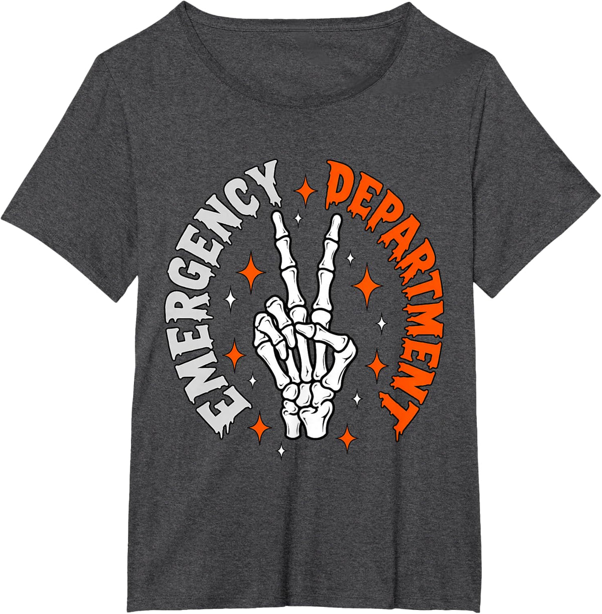 Emergency Department Halloween Nurse Doctor EMS Skeleton T-Shirt - Dark Heather Grey