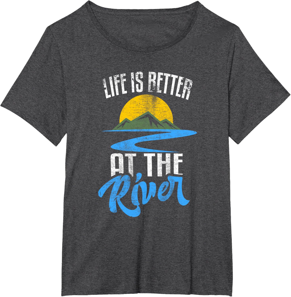 Life is Better by the River, Camping Gift for Nature Lovers T-Shirt - Dark Heather Grey