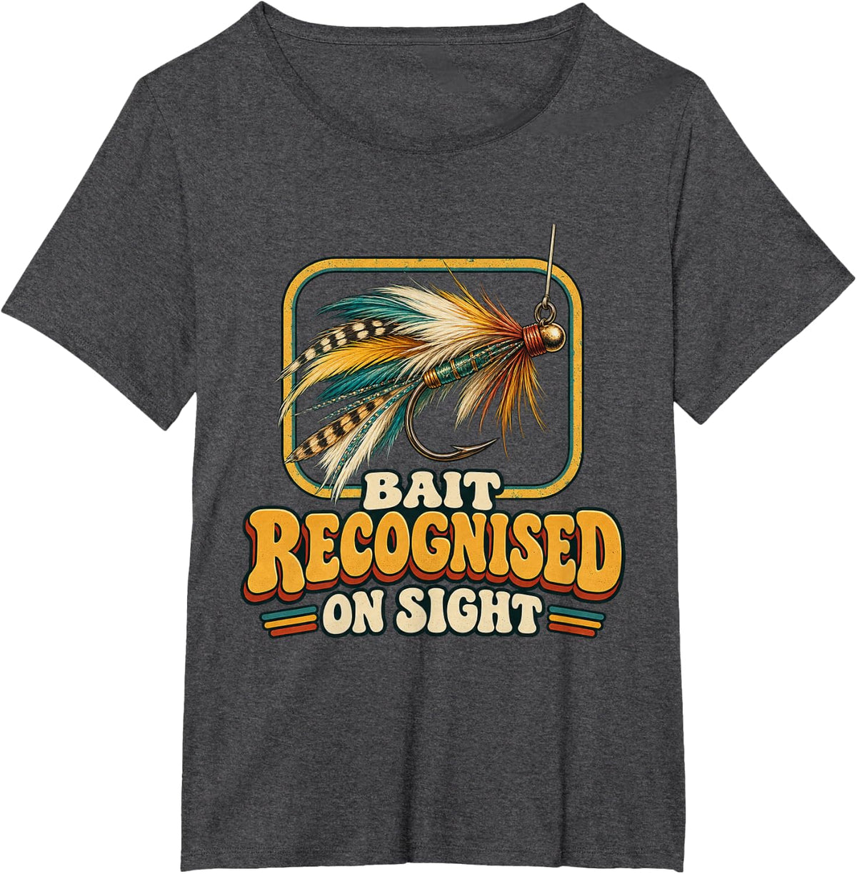 Bait Recognised On Sight Funny Fishing Graphic T-Shirt - Dark Heather Grey