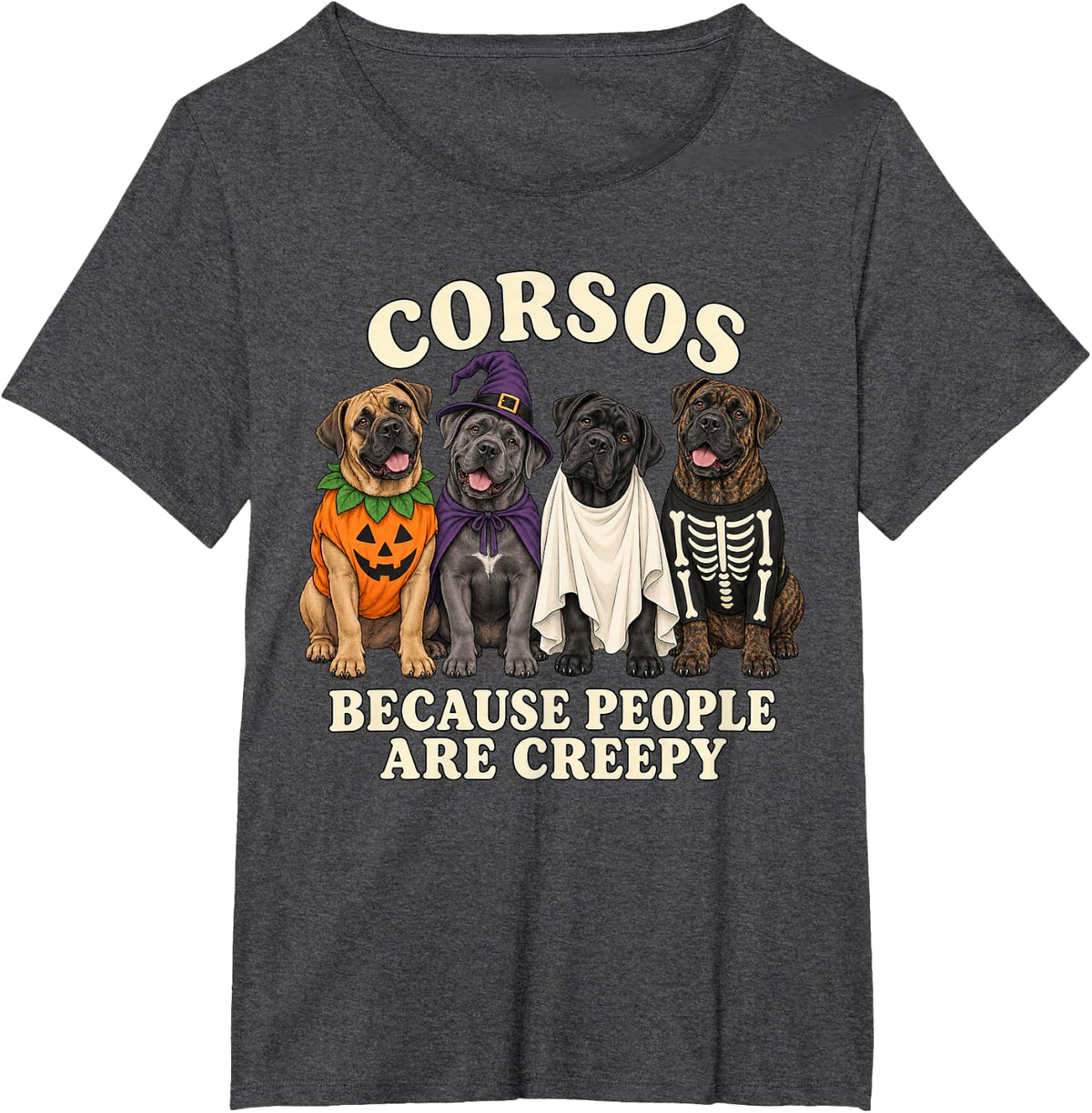 Cane Corso Halloween Cute Costume Crew T-Shirt - Dark Heather Grey