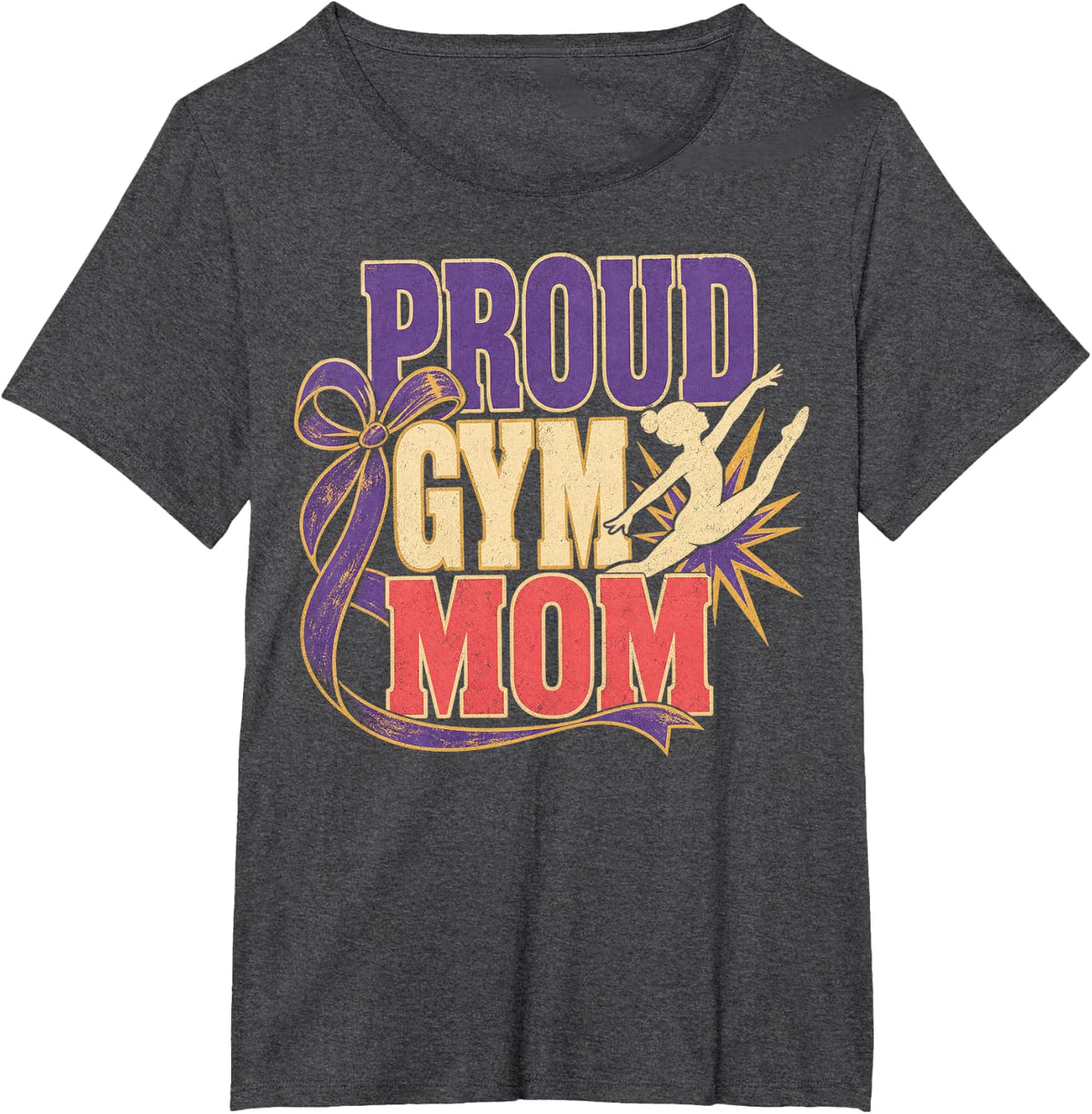 Proud Gym Mom Gymnastics Support T-Shirt - Dark Heather Grey