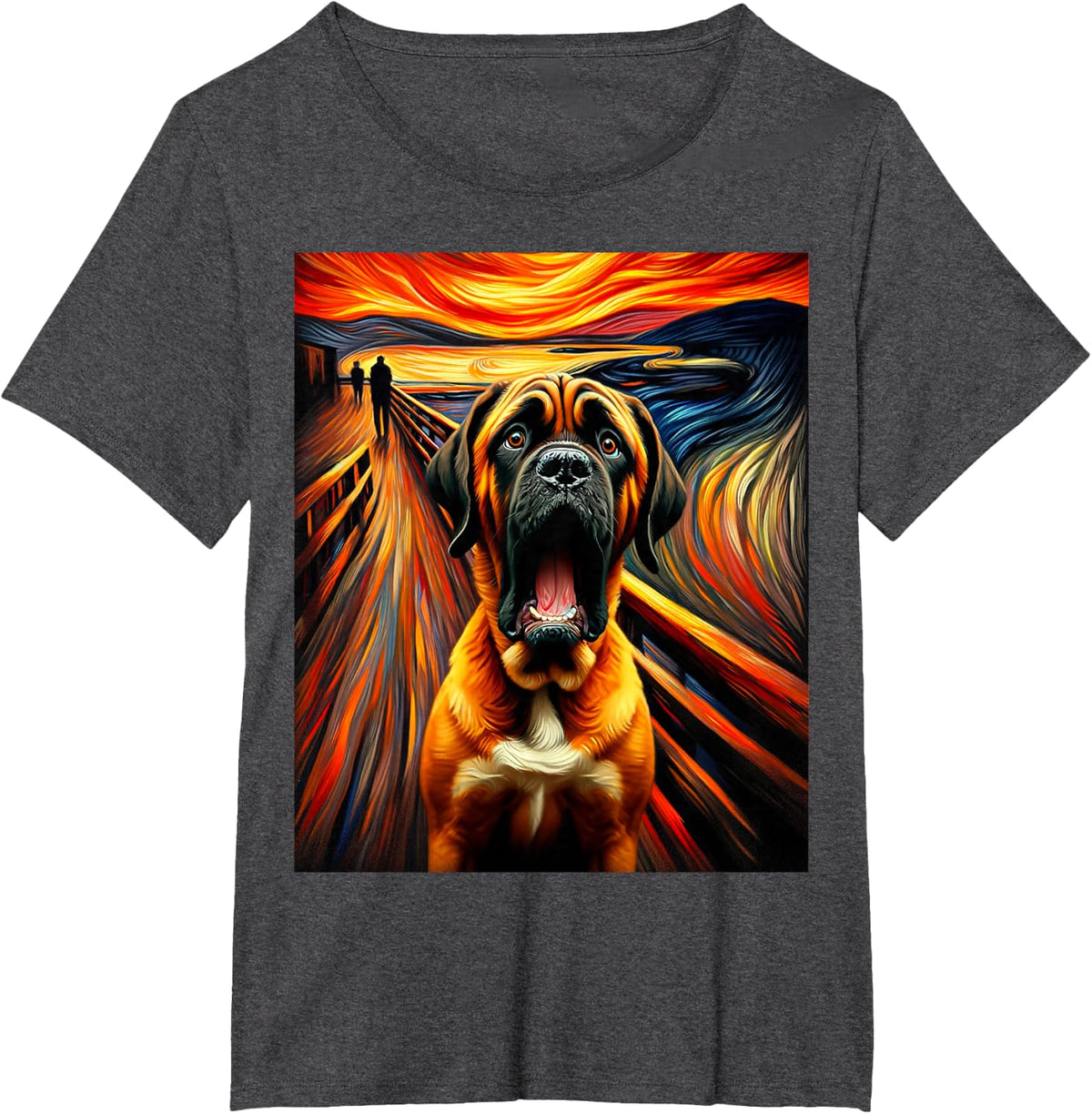 Expressionist Artsy Mastiff Dog | Artistic Mastiff T-Shirt - Dark Heather Grey