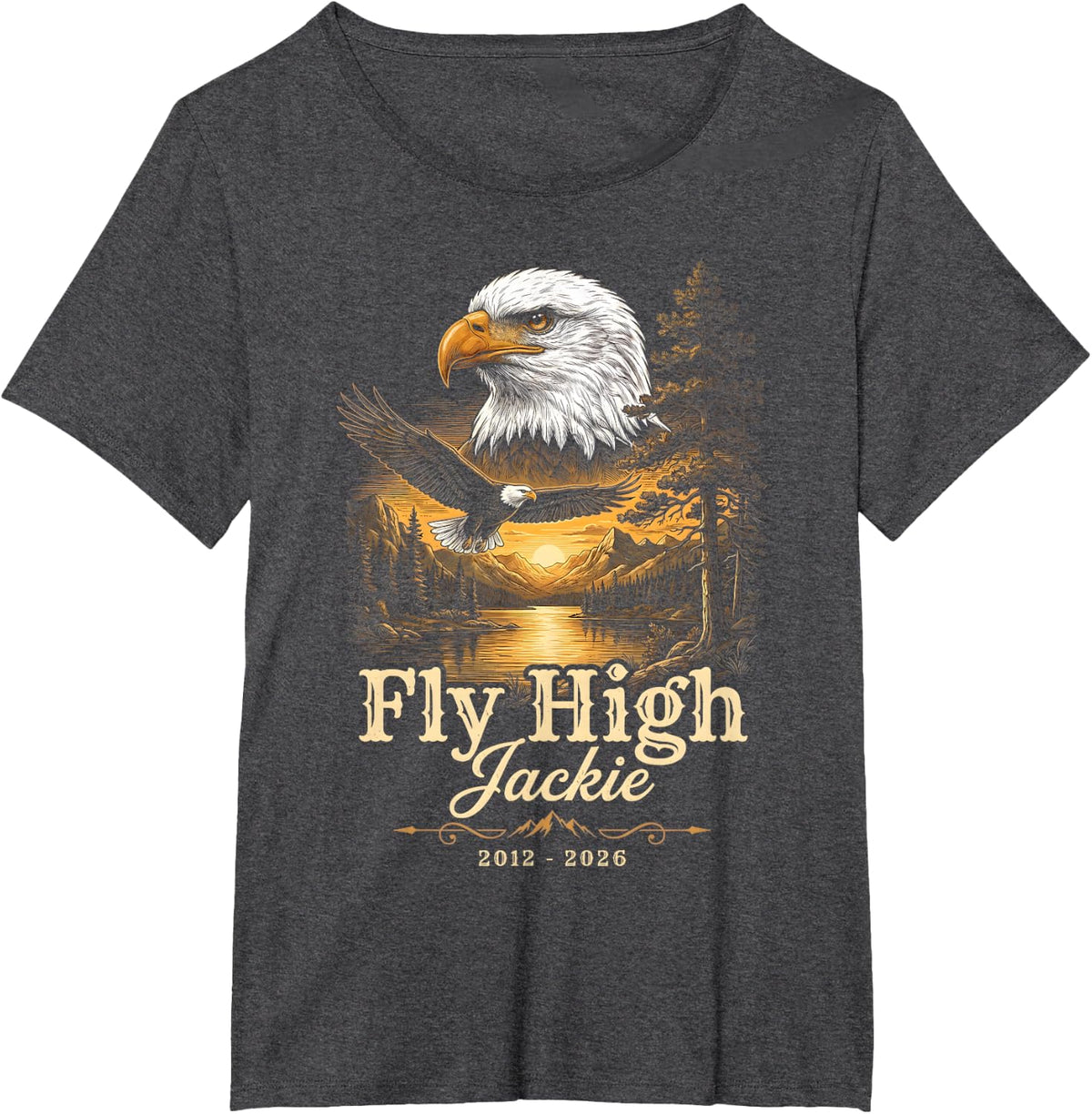 Fly High Jackie The Big Bear Bald Eagle Supports Wildlife T-Shirt - Dark Heather Grey