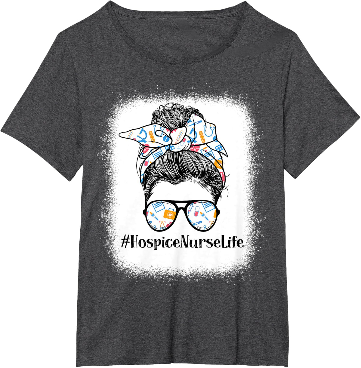 Hospice Nurse Life Appreciation Day Messy Bun Women T-Shirt - Dark Heather Grey