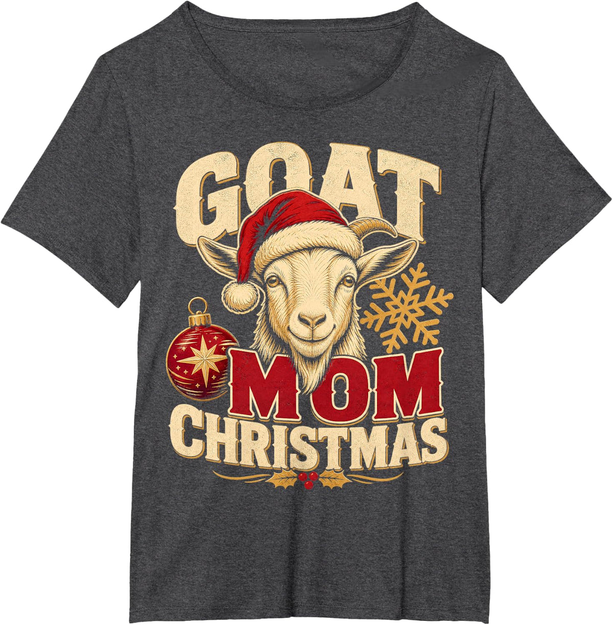 Goat Mom Christmas Holiday T-Shirt - Dark Heather Grey