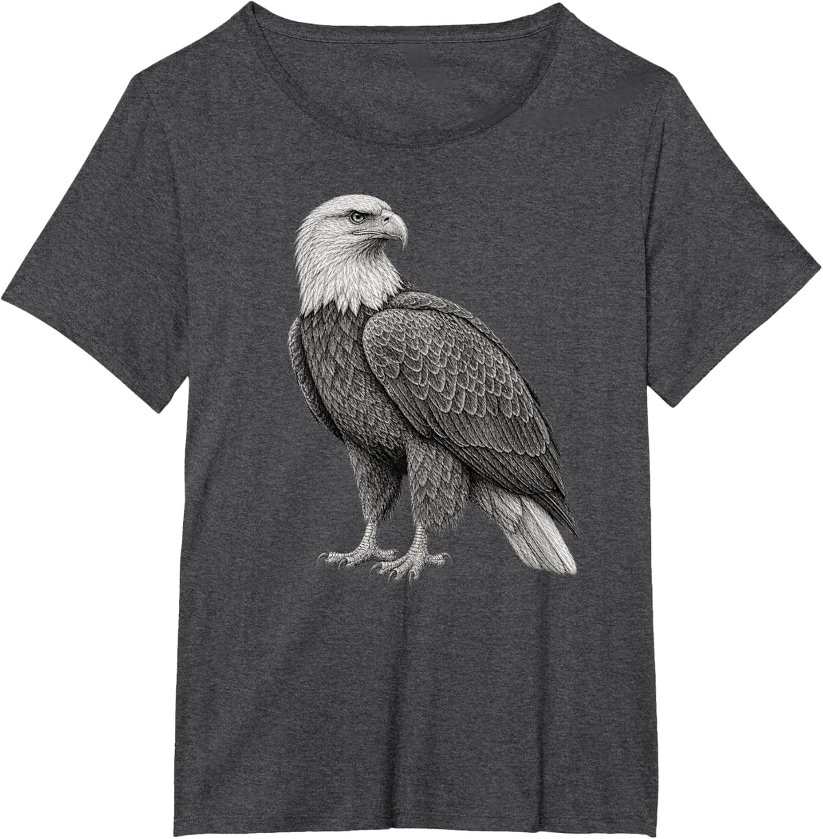 Bald Eagle Realistic American Bird Sketch Graphic T-Shirt - Dark Heather Grey