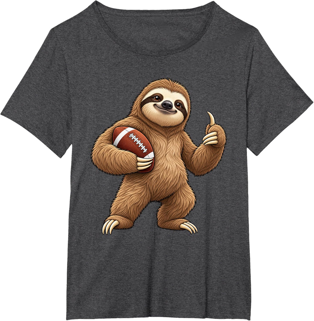Funny Sloth Football T-Shirt - Dark Heather Grey