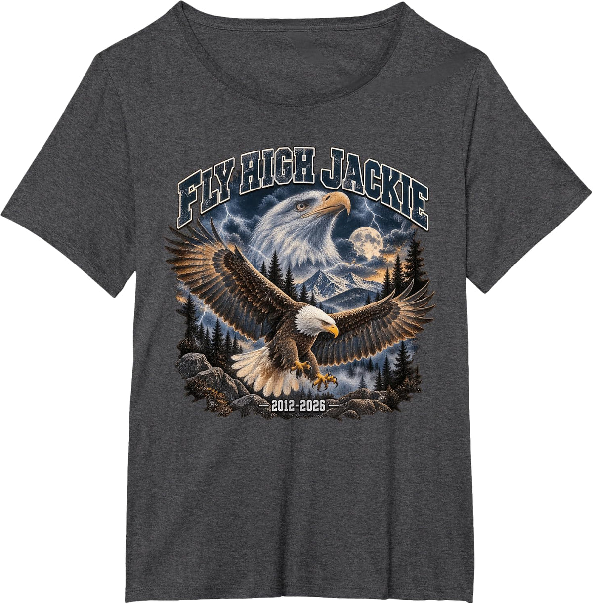 Fly High Jackie, Jackie and Shadow Bald Eagle for Men Women T-Shirt - Dark Heather Grey