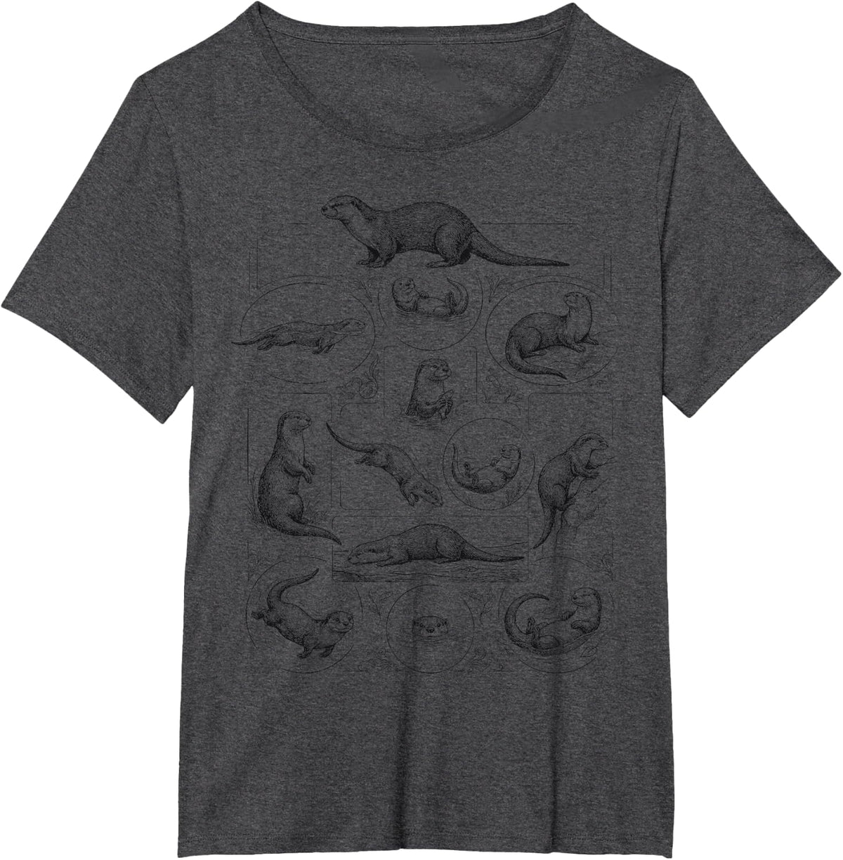 Vintage Otter Species Otters Wildlife Animal Lover Tee T-Shirt - Dark Heather Grey