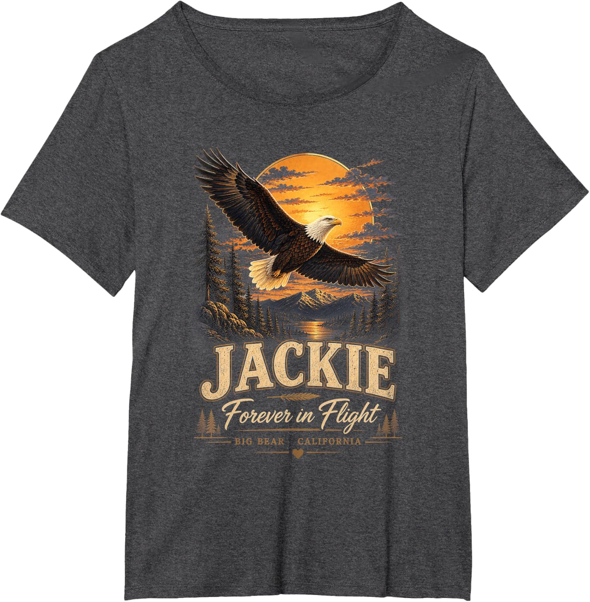 Jackie Bald Eagle Memorial 2012-2026 Jackie's Freedom Flight T-Shirt - Dark Heather Grey