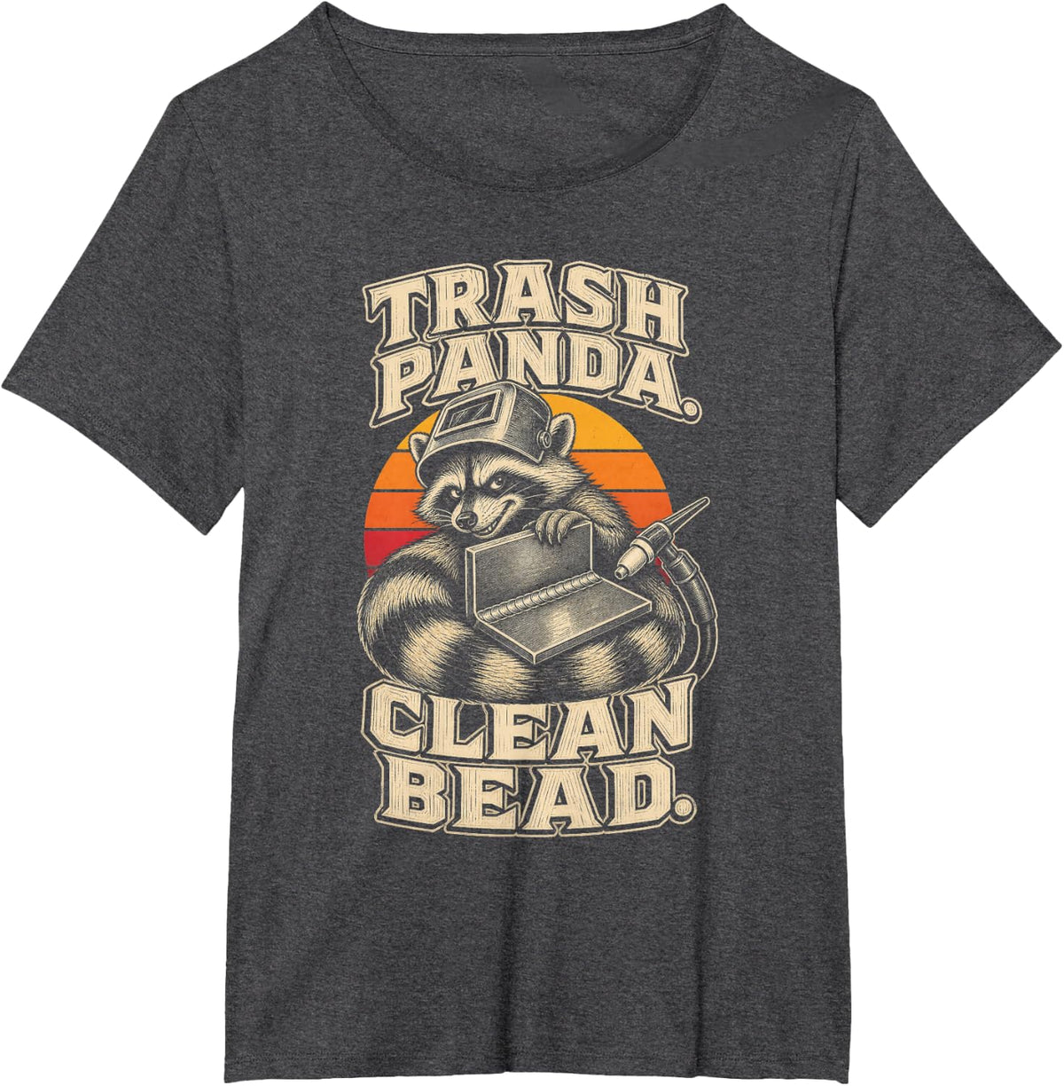 Welding Trash Panda Clean Bead Raccoon Welder T-Shirt - Dark Heather Grey