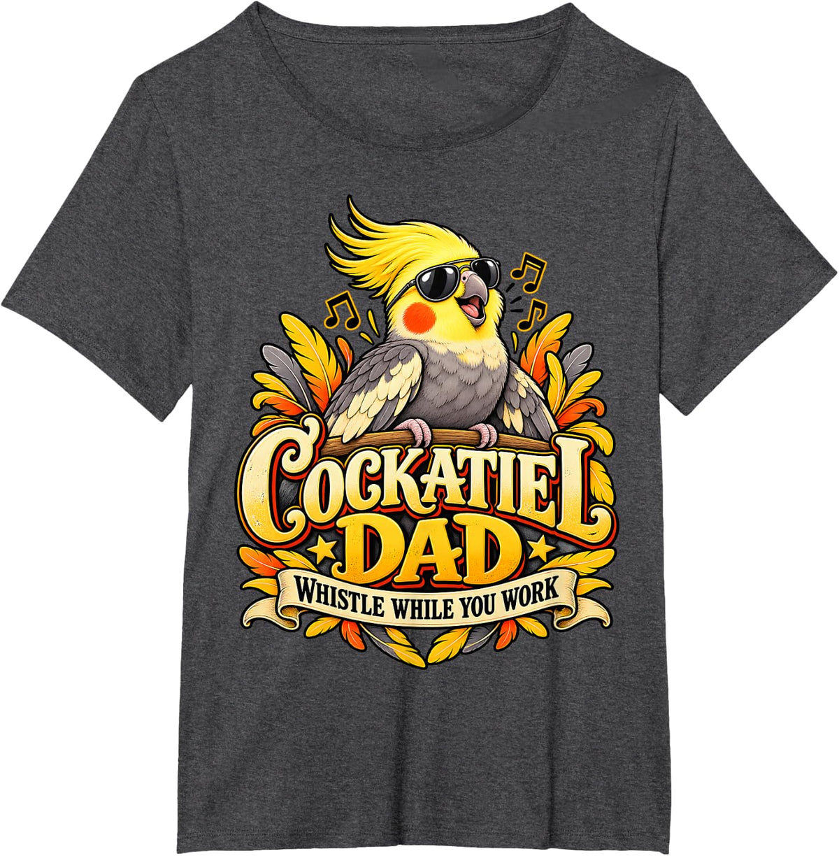 Cockatiel Dad Funny Bird Lover Parrot T-Shirt - Dark Heather Grey