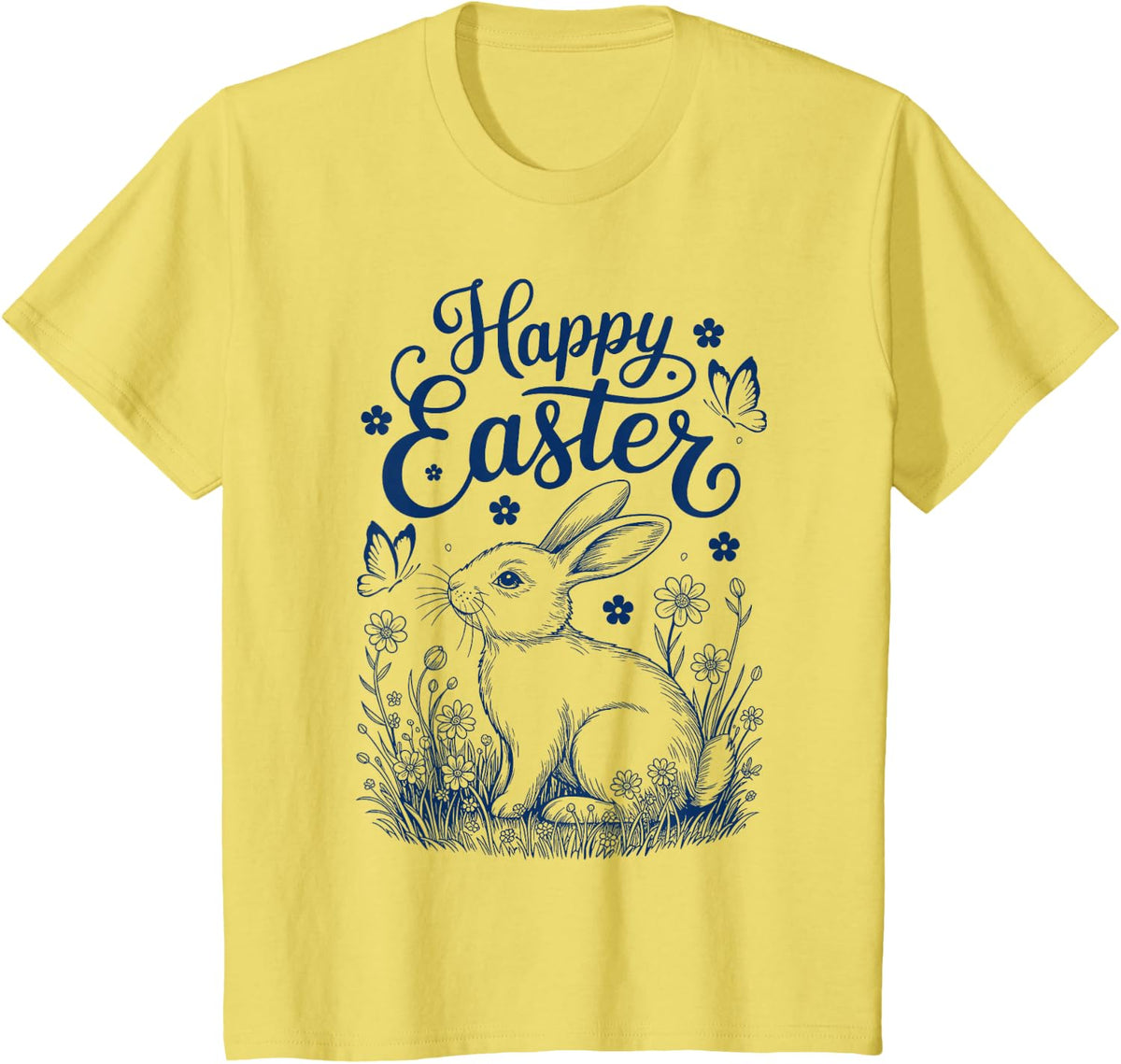 Happy Easter Cute Rabbit Bunny Easter Women Kids T-Shirt - Lemon Yellow