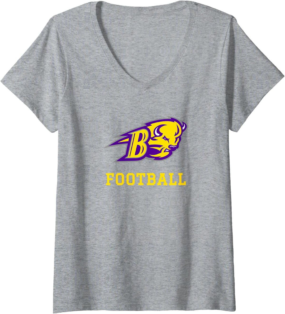 Women's Buffalo TX Logo Football V-Neck T-Shirt - Heather Grey