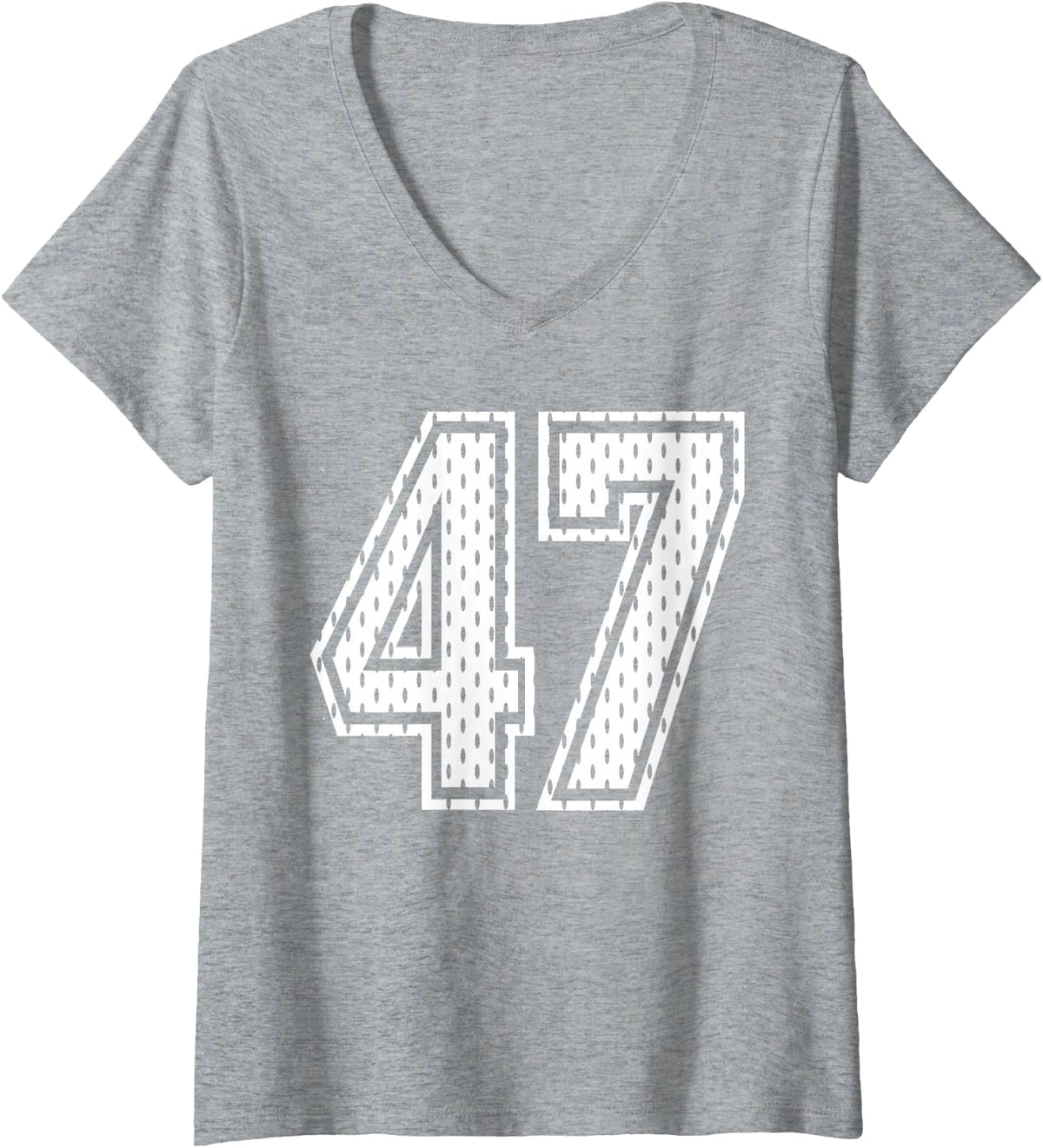 Women's White Number 47 Sports Fan #47 Jersey Shirt Team Player V-Neck T-Shirt - Heather Grey