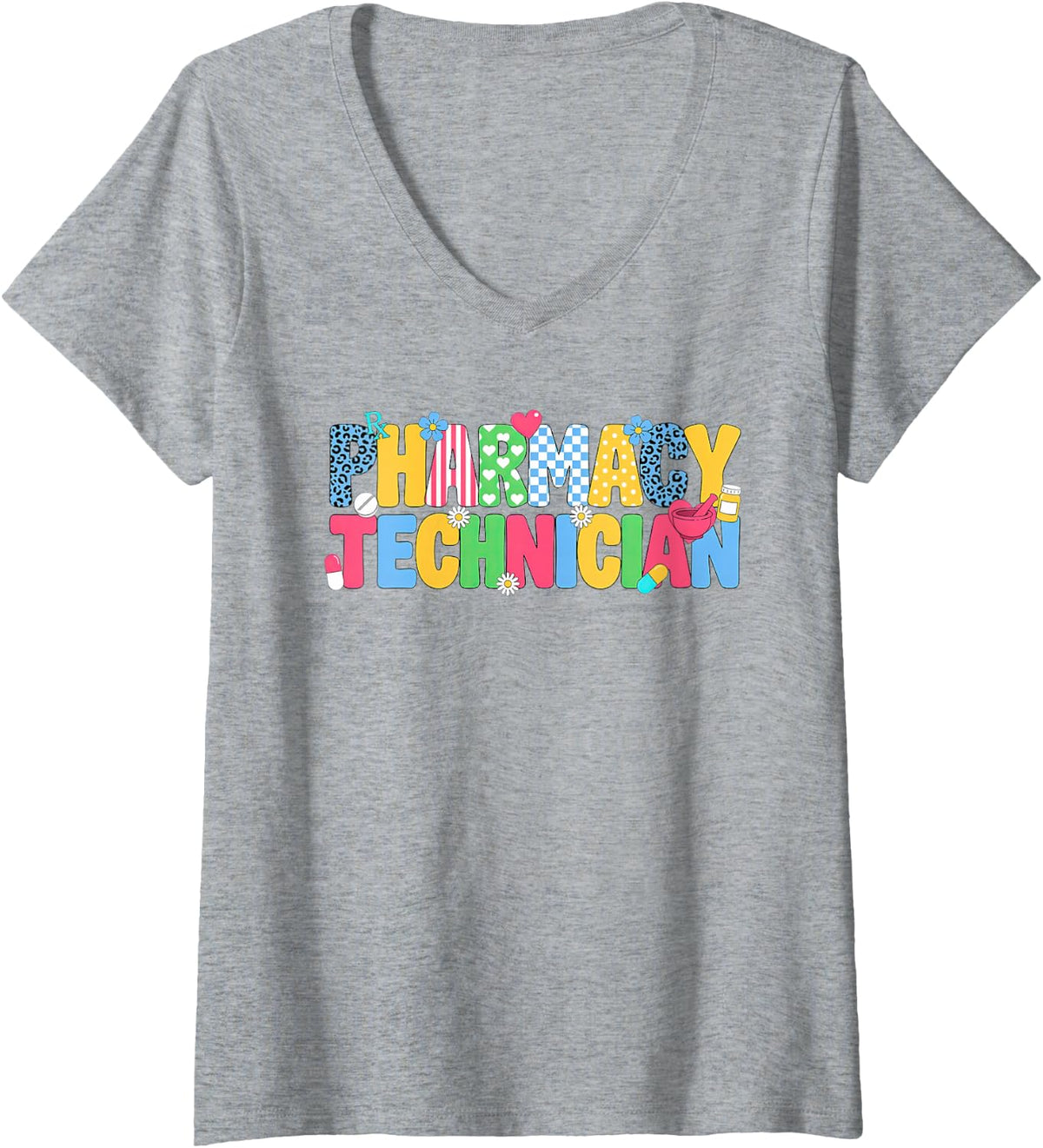 Women's Pharmacy Technician Certified Cphbt Tech V-Neck T-Shirt - Heather Grey