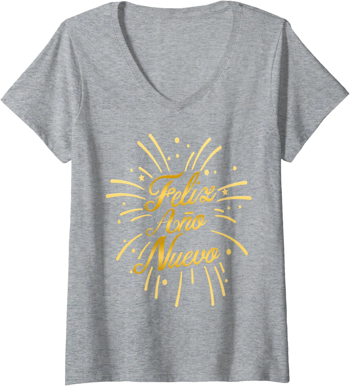 Women's Feliz año Nuevo 2024 Happy new Year Spanish Mexican Latin V-Neck T-Shirt - Heather Grey