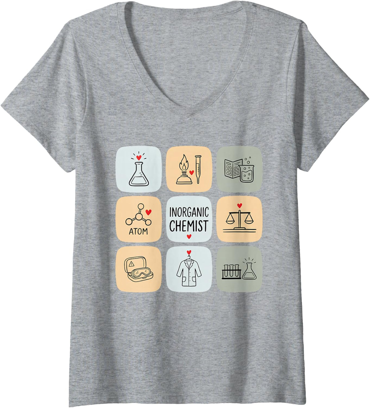 Women's Inorganic Chemist Chemistry Research Laboratory Scientist V-Neck T-Shirt - Heather Grey