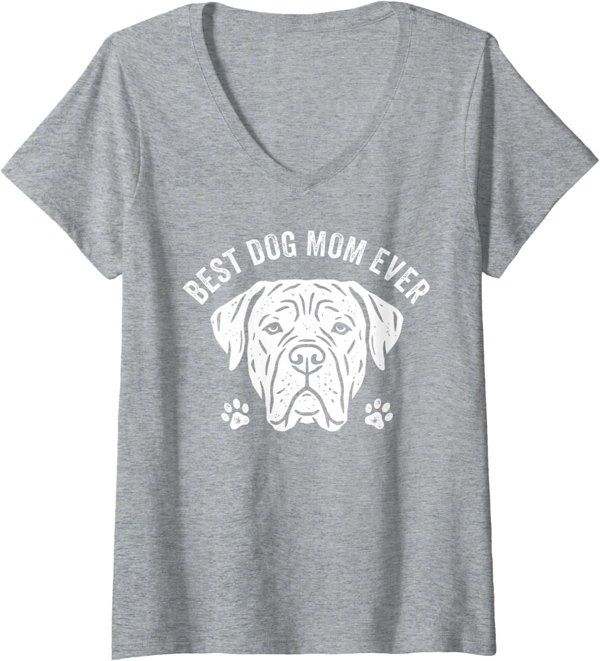 Women's Cane Corso MOM Proud Love Best Ever Owner Puppy Lover V-Neck T-Shirt - Heather Grey
