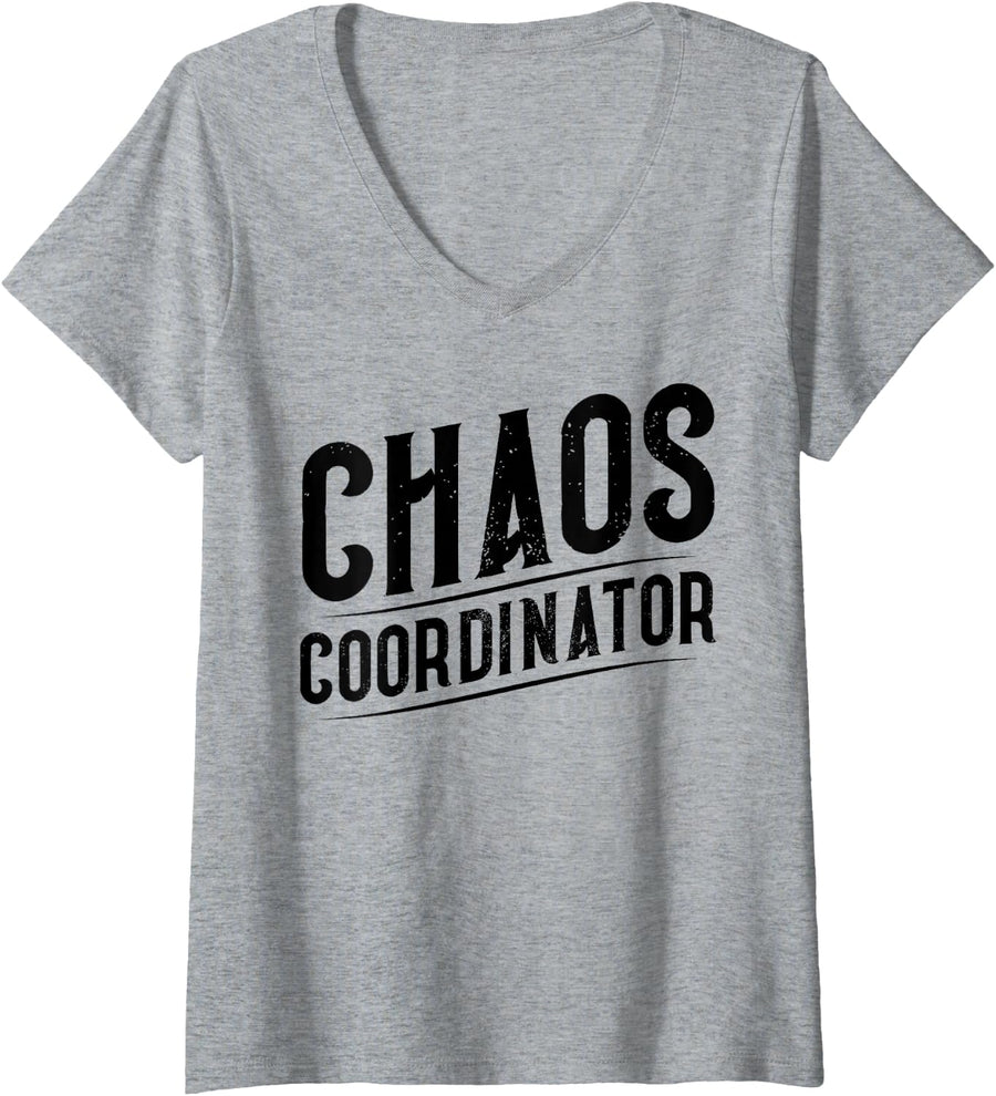 Women's Chaos Coordinator V-Neck T-Shirt - Heather Grey