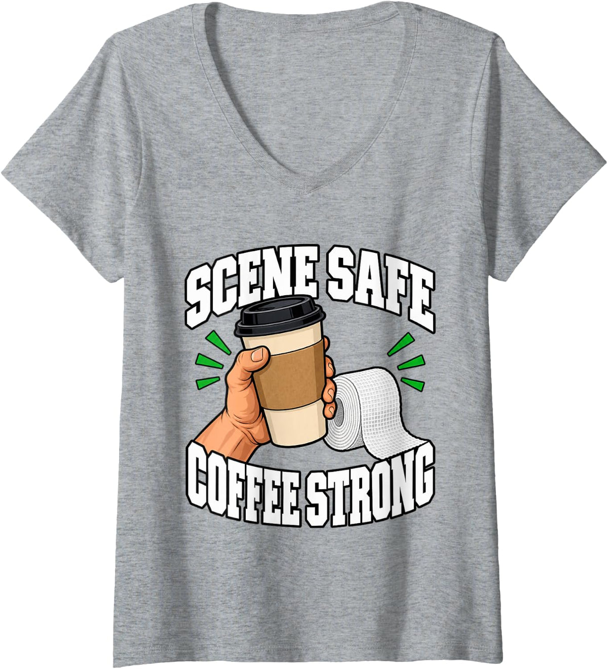 Women's Paramedic Scene Safe Coffee Strong First Responder Gauze V-Neck T-Shirt - Heather Grey