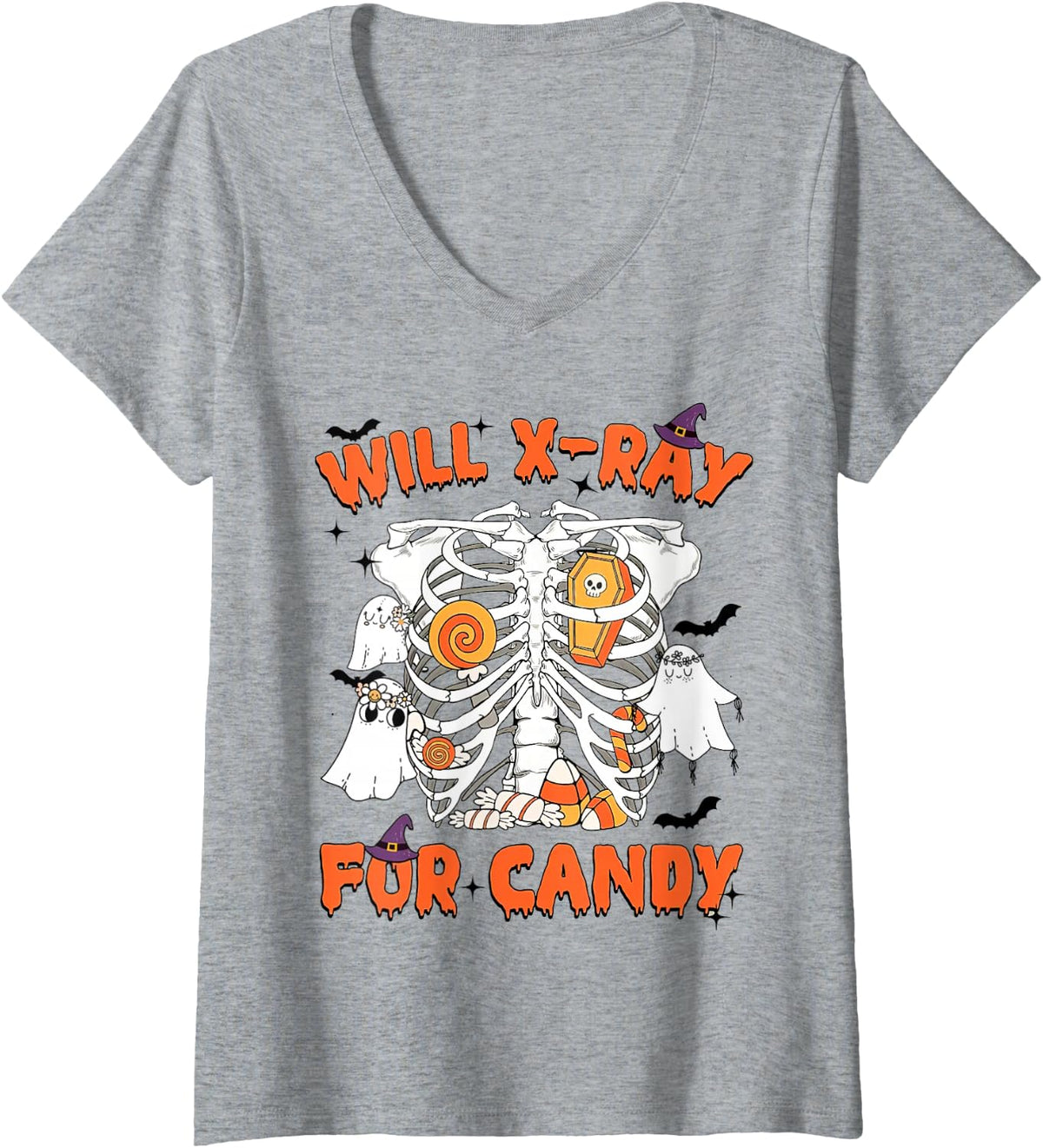 Women's Will Xray for Candy, Rad Tech, Radiologic Technologist V-Neck T-Shirt - Heather Grey