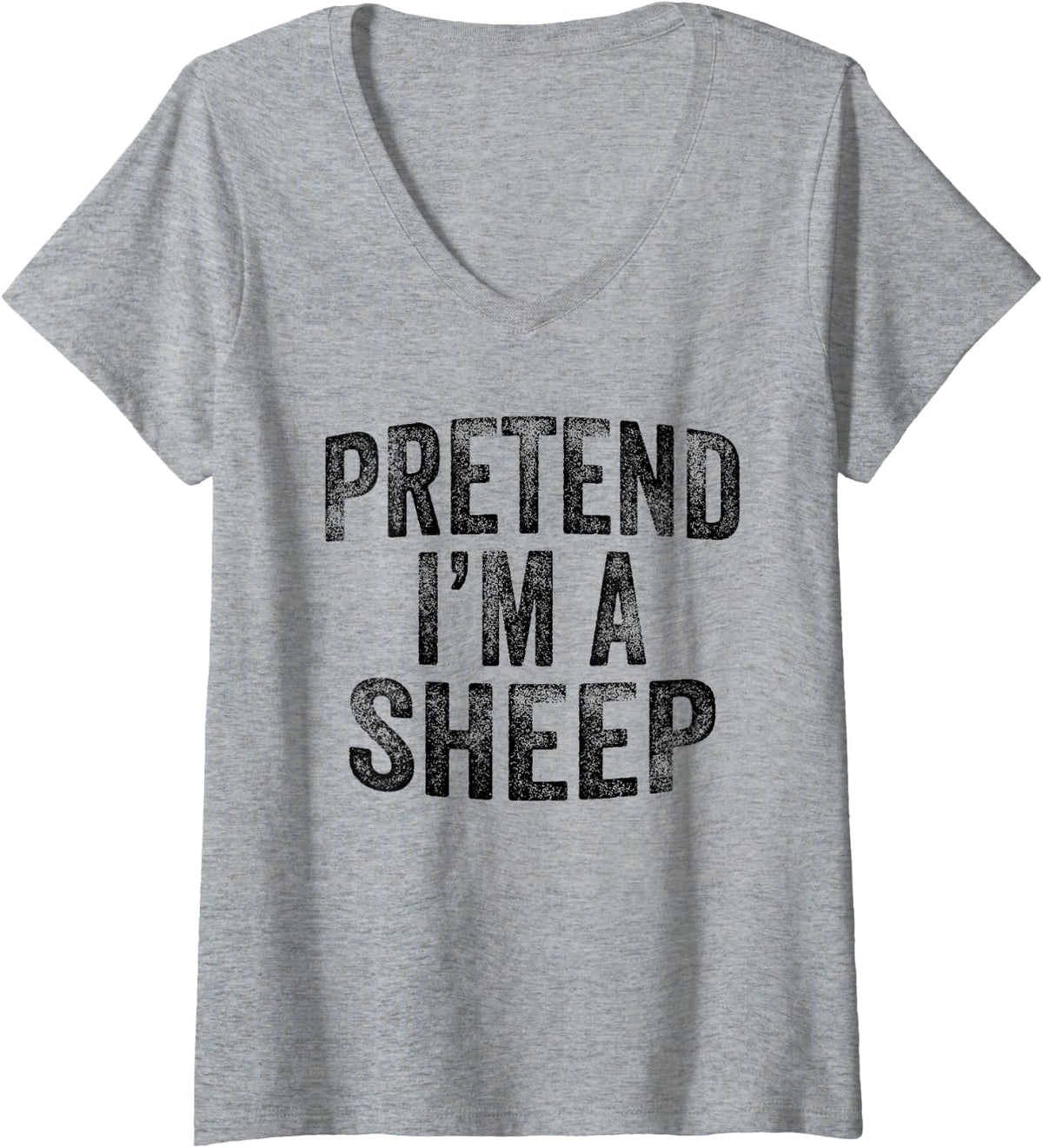 Women's Pretend I'm A Sheep Family Lazy Easy Halloween Party Costume V-Neck T-Shirt - Heather Grey