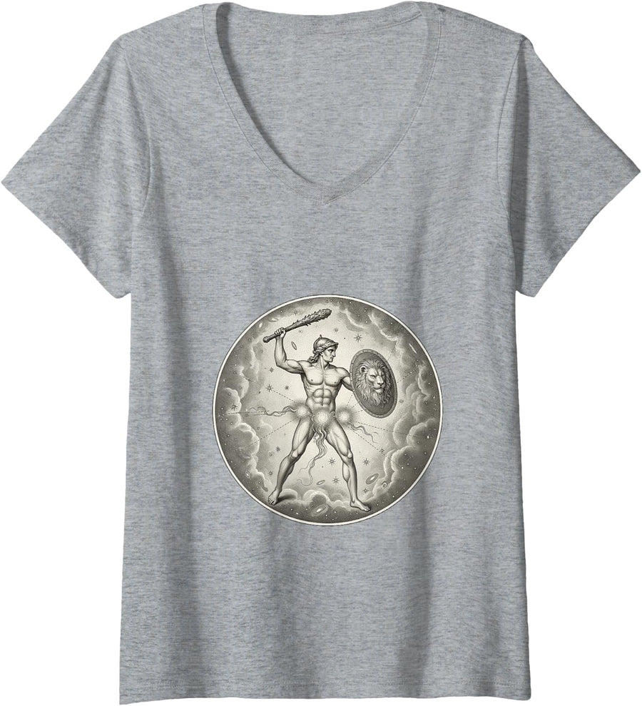 Women's Orion the Hunter Star Constellation Chart Art Graphic V-Neck T-Shirt - Heather Grey