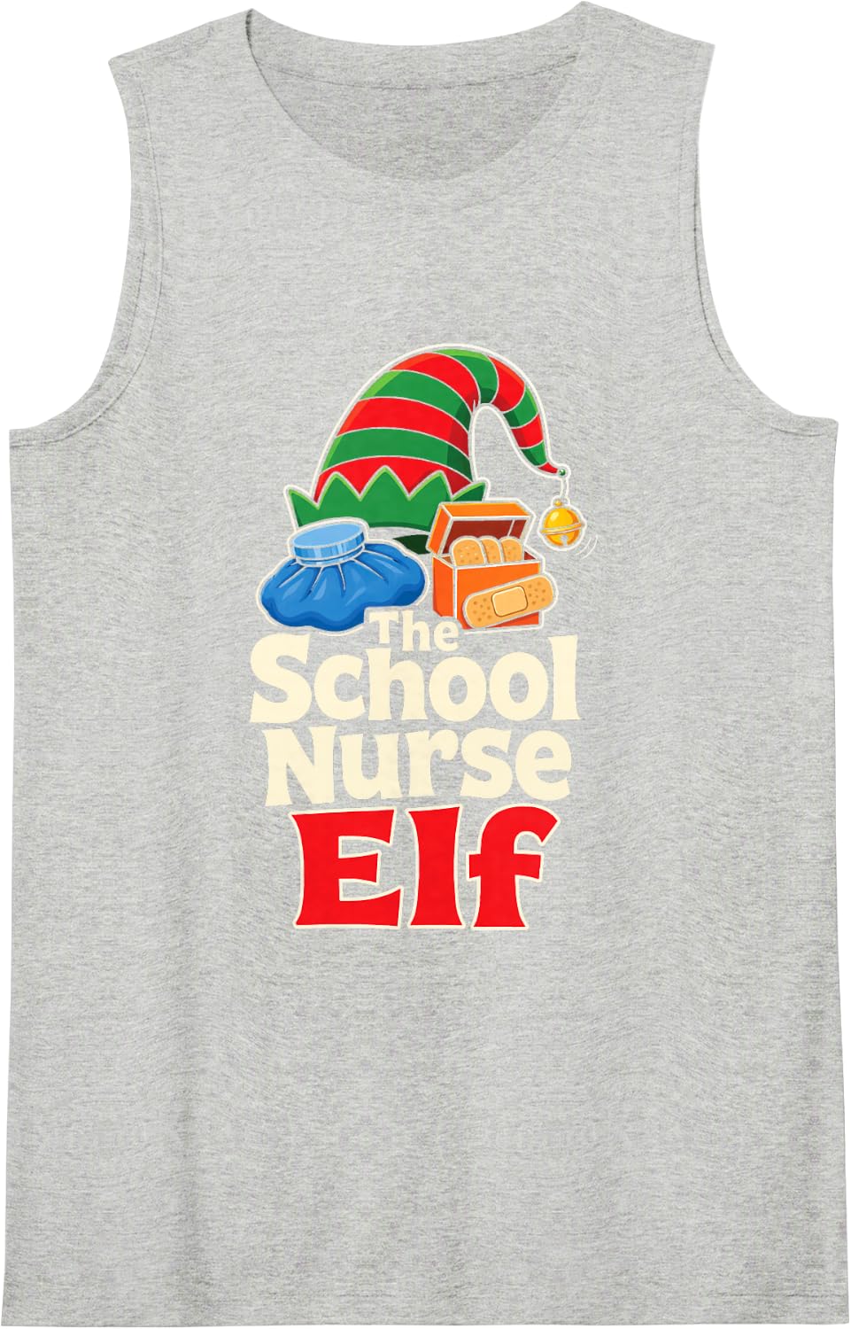 School Nurse Elf Christmas Elementary Clinic Office Sleeveless Tank Top - Heather Grey