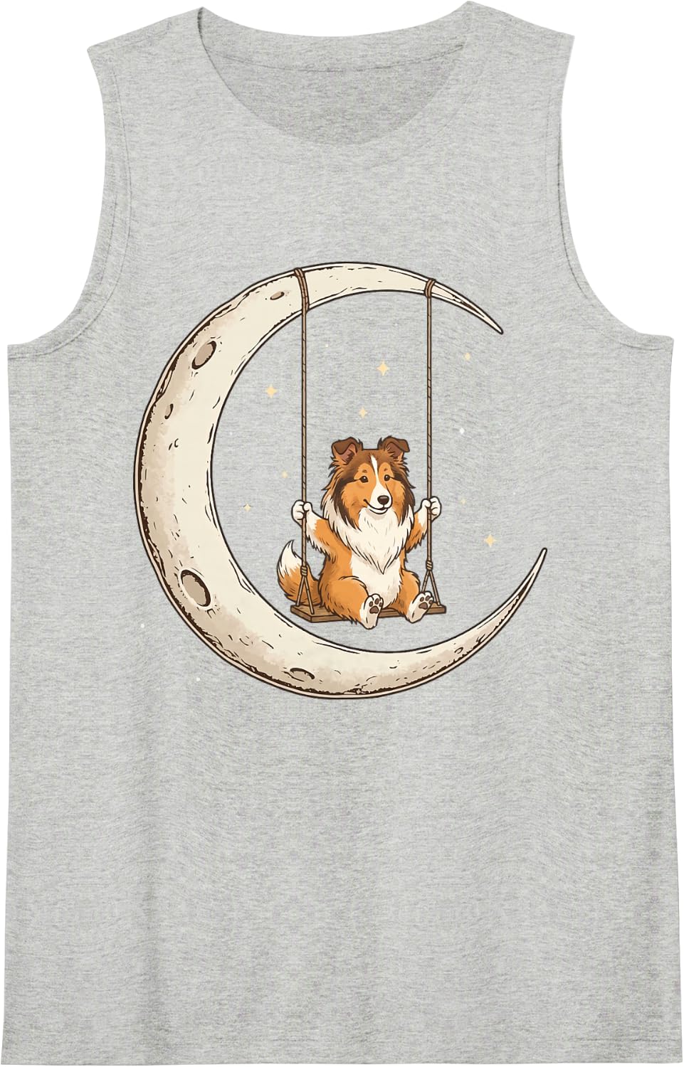 Shetland Sheepdog Moon Swing Sleeveless Tank Top - Heather Grey