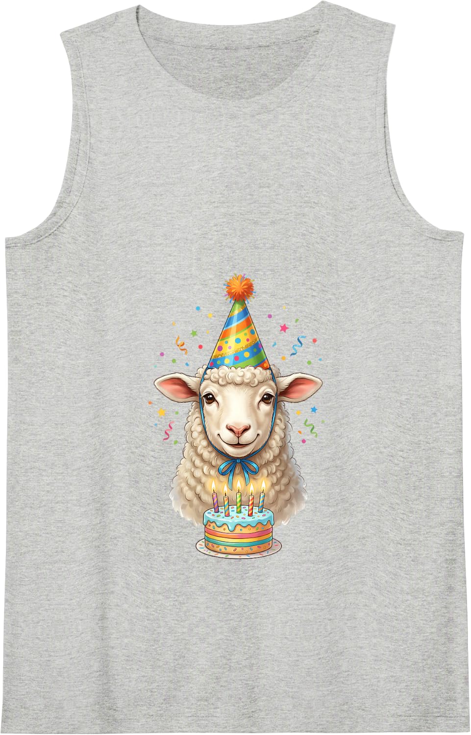 Sheep Birthday Tank Top - Heather Grey