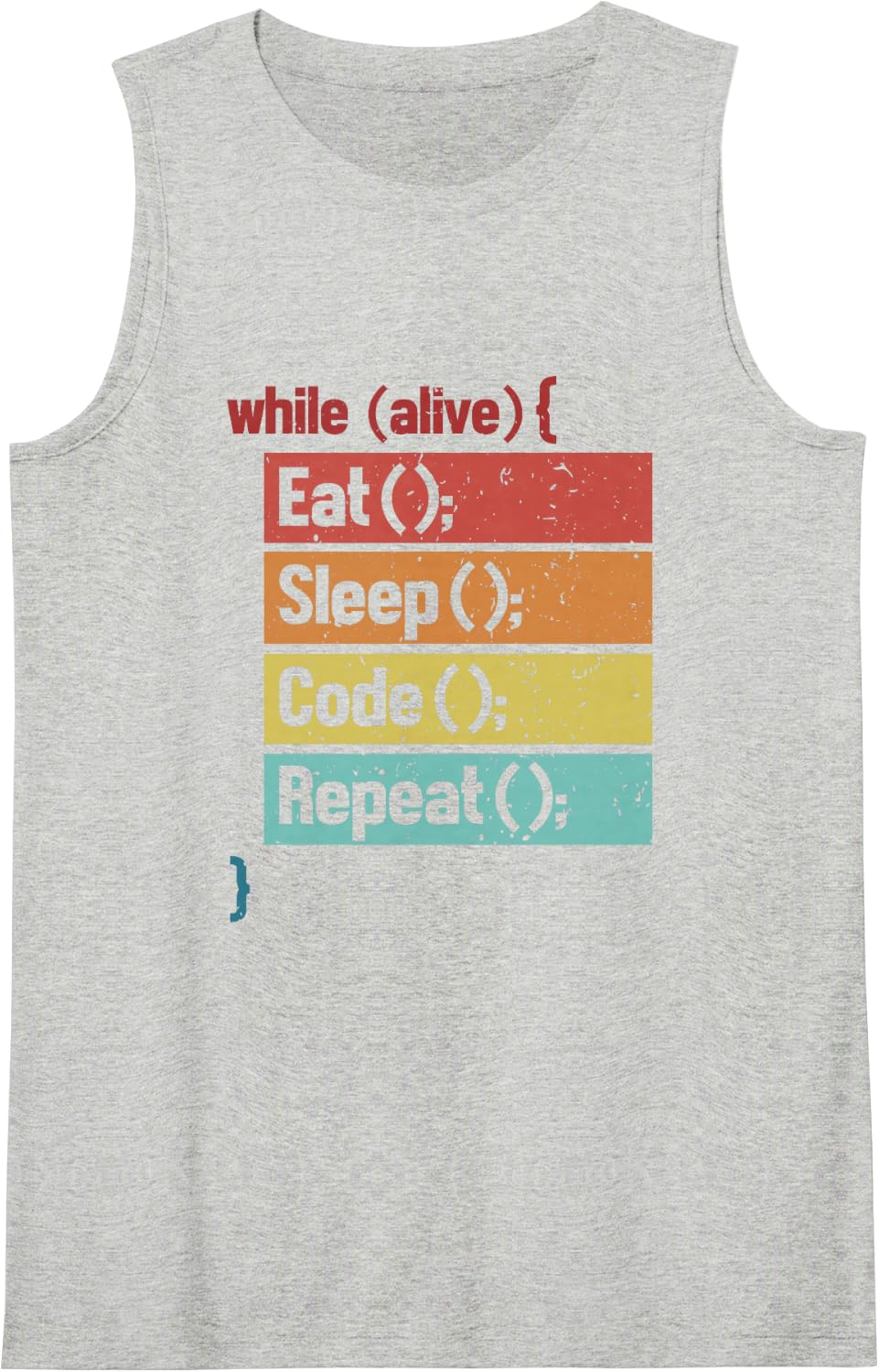 Eat Sleep Code Repeat Software Engineer Coder Programmer Sleeveless Tank Top - Heather Grey