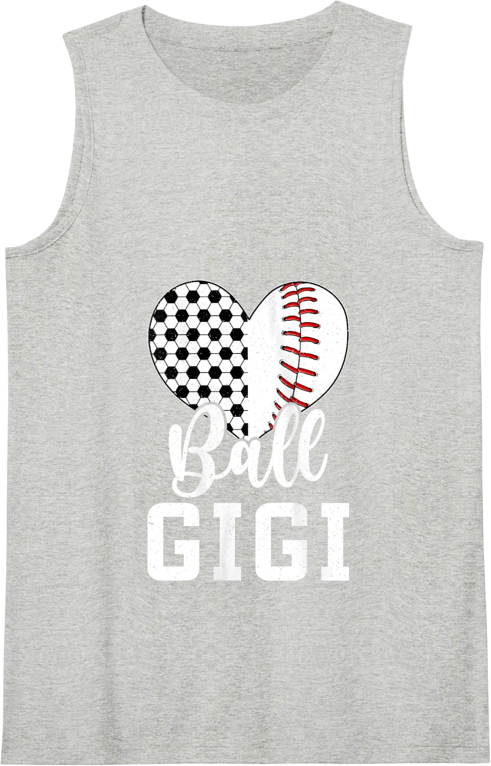 Ball Gigi Grandma Heart Baseball Soccer Gigi Tank Top - Heather Grey