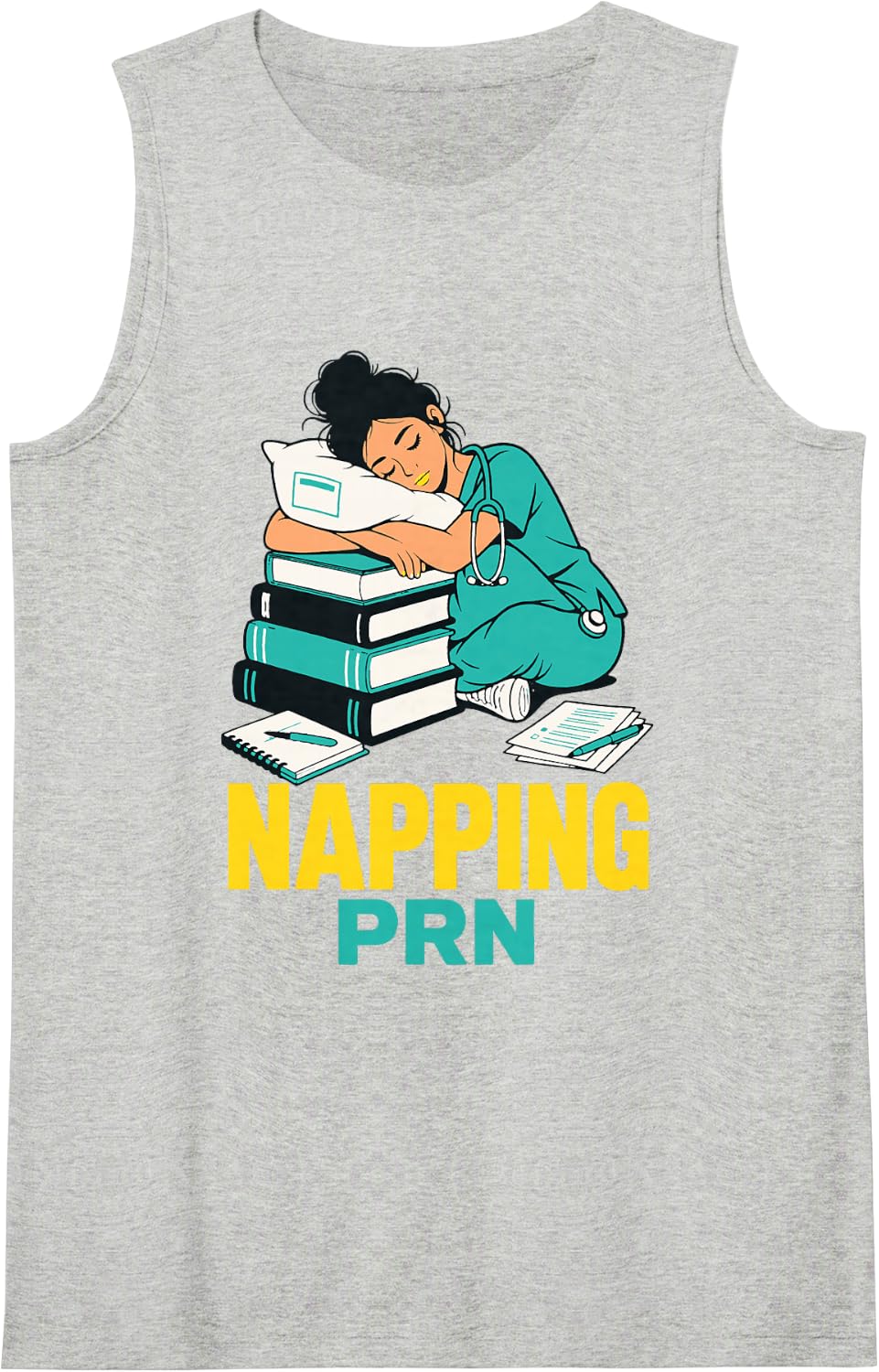 Napping PRN Nurse Student Sleep Study Books Sleeveless Tank Top - Heather Grey