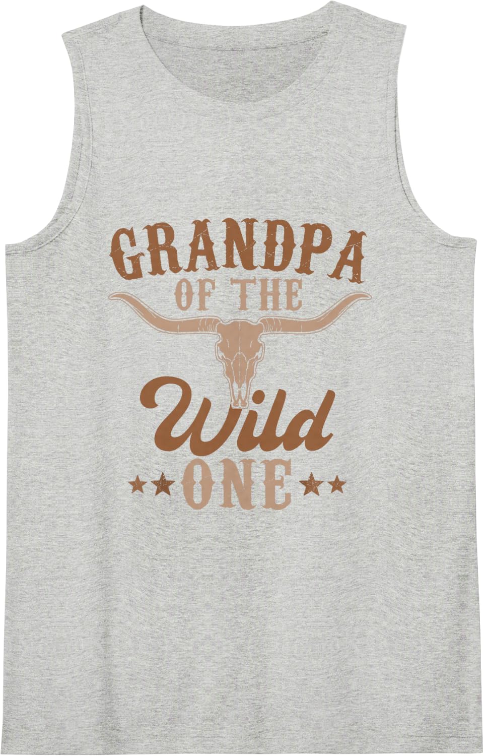 Grandpa of The Wild One Cowboy Western Rodeo Party Matching Sleeveless Tank Top - Heather Grey