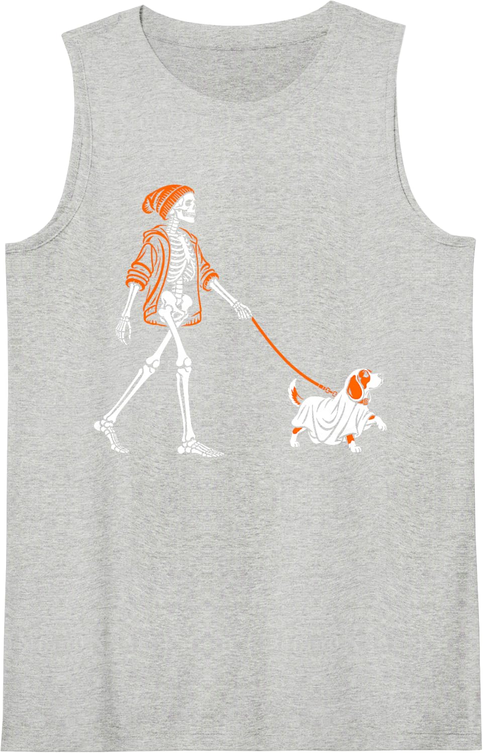 Halloween Funny Skeleton Beagle Dog Lover Sleeveless Tank Top - Heather Grey