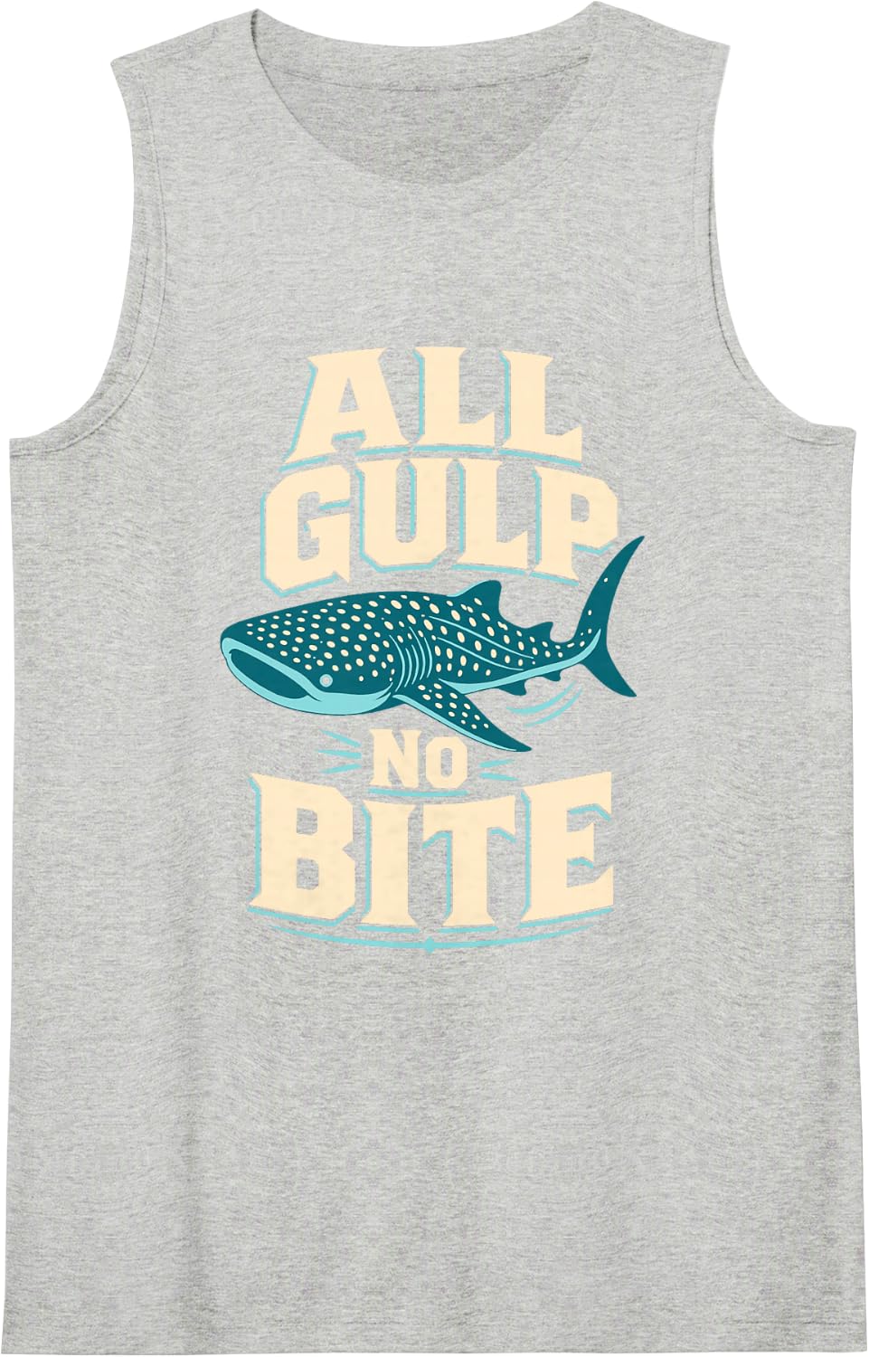 All Gulp No Bite Whale Shark Ocean Marine Biology Sleeveless Tank Top - Heather Grey