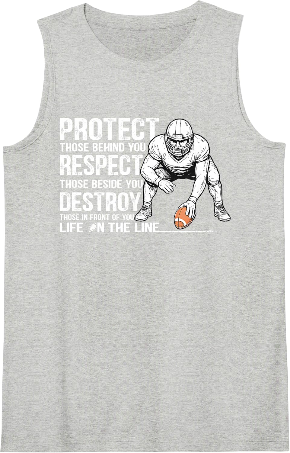 Protect Respect Destroy Offensive Lineman Football Trench Tank Top - Heather Grey