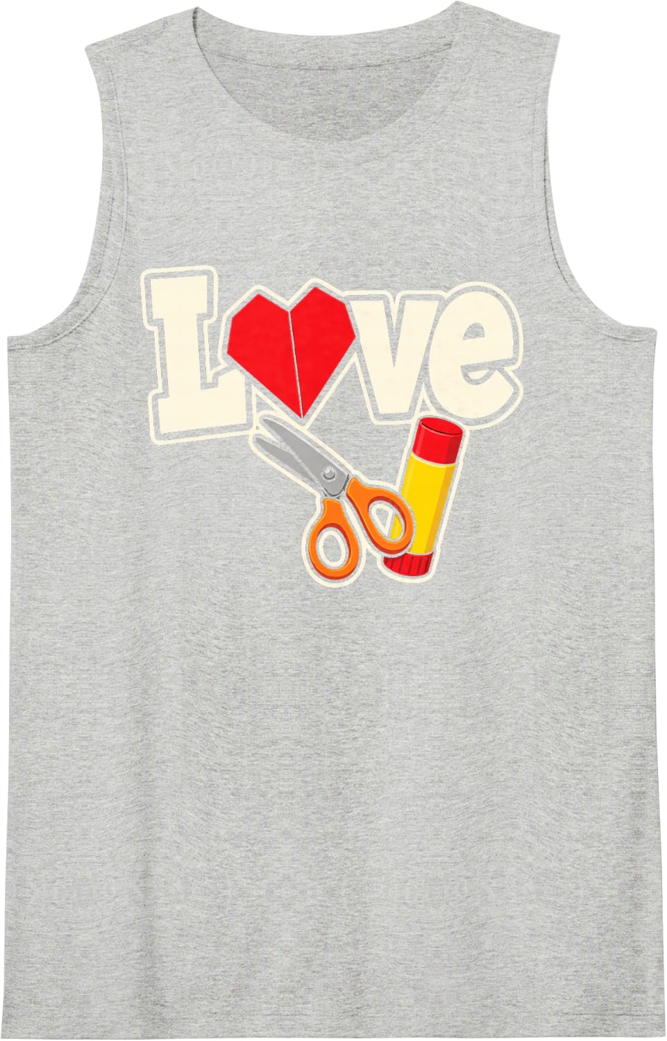 Paraprofessional Love Elementary Glue Stick Safety Scissors Sleeveless Tank Top - Heather Grey
