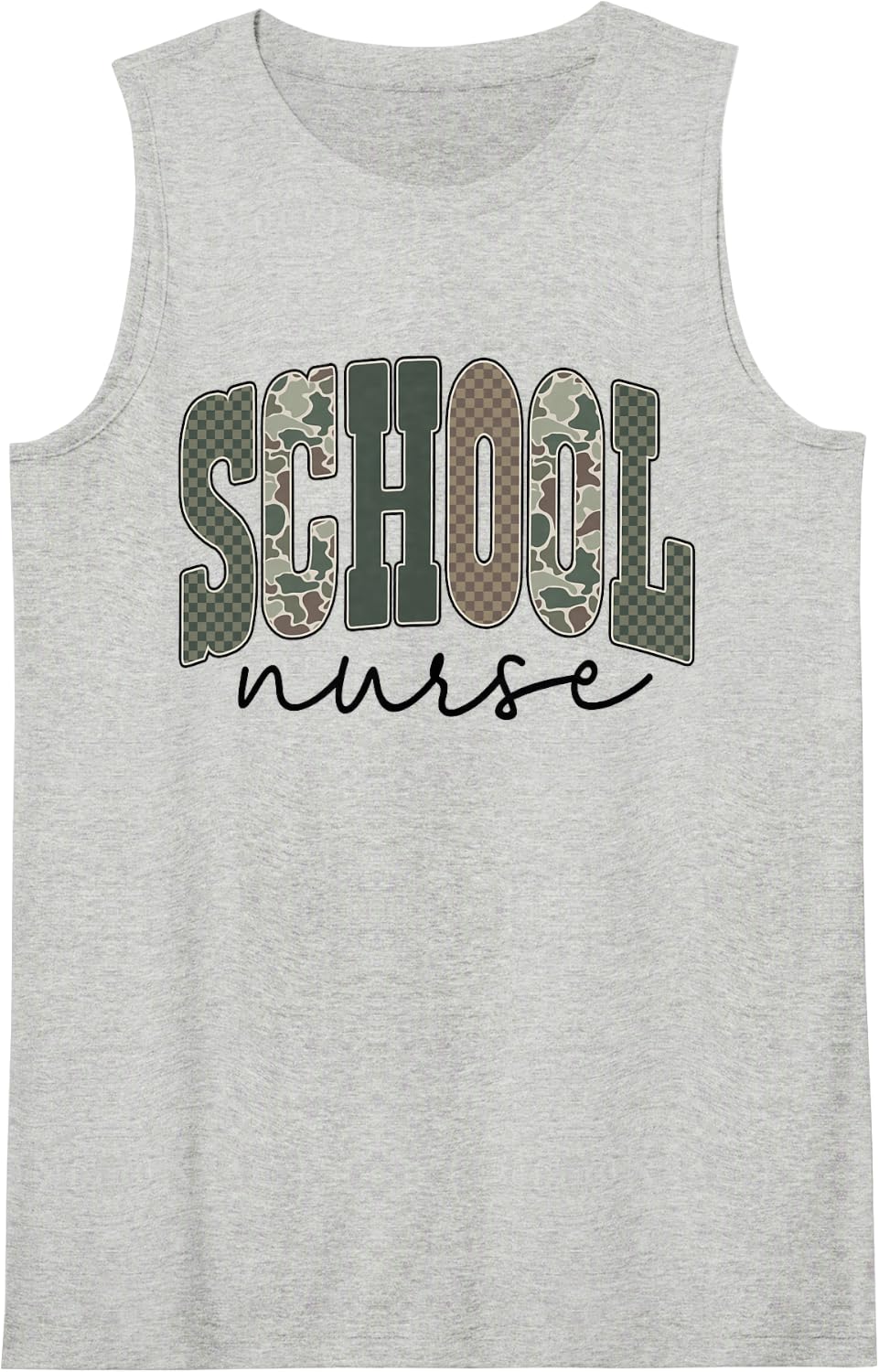 School Nurse Camo Back to School Nursing Job Tank Top - Heather Grey