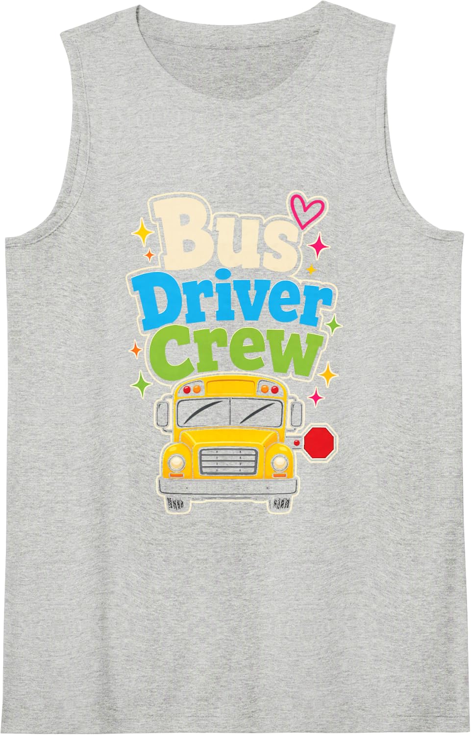 School Bus Driver Crew Matching Staff Squad Sleeveless Tank Top - Heather Grey