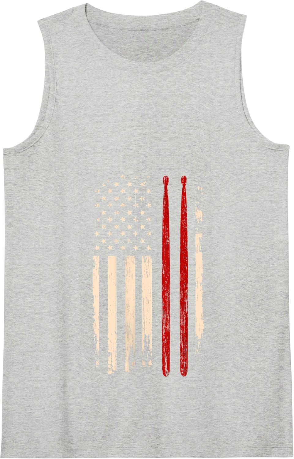 Vintage Drum Sticks American Flag Funny Drummer Gift For Him Tank Top - Heather Grey