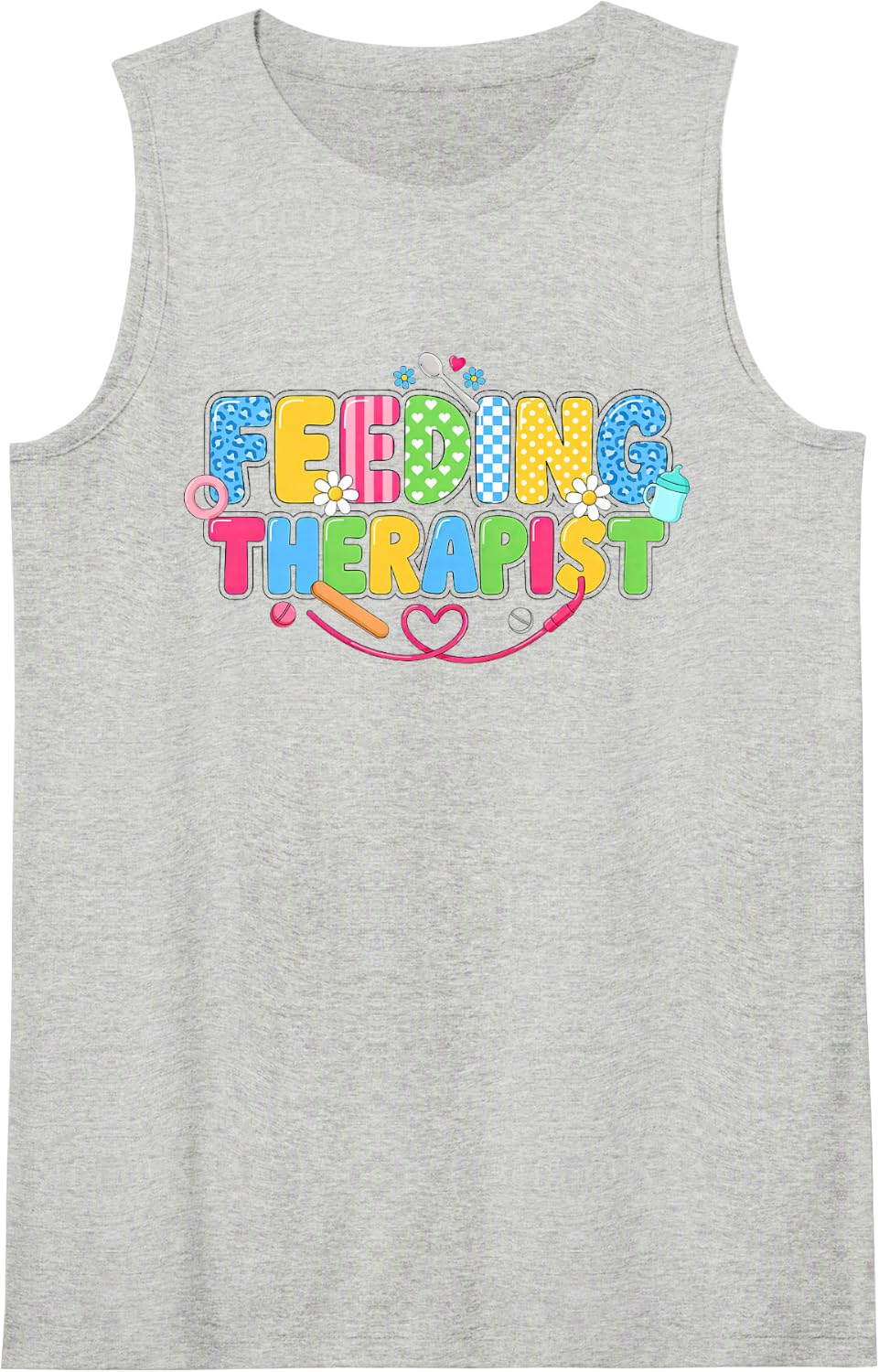 Feeding Therapist Pediatric Specialist Speech Therapy Sleeveless Tank Top - Heather Grey