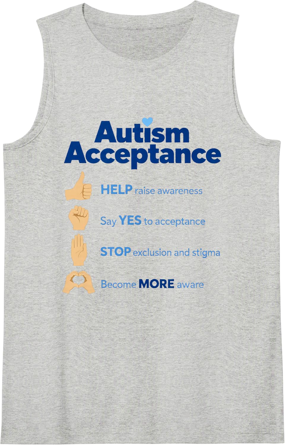 Funny Saying Autism Acceptance Help Raise Awareness Sleeveless Tank Top - Heather Grey