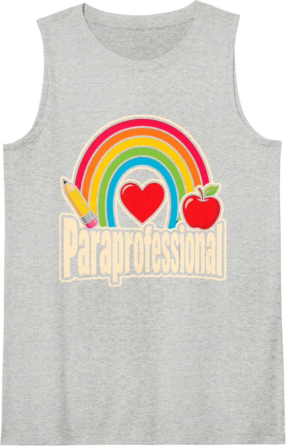 Paraprofessional Elementary School Teacher Aide Rainbow Sleeveless Tank Top - Heather Grey