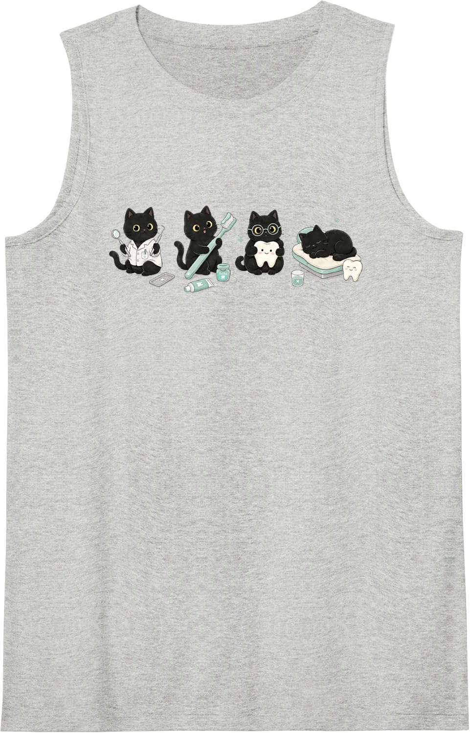 Dentist Black Cat Lover Dental Hygienist Assistant Dentistry Tank Top - Heather Grey