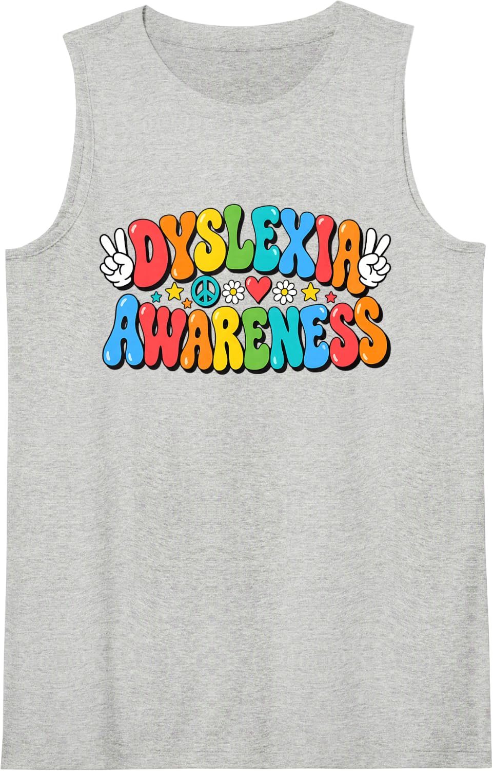 Dyslexia Awareness Men Women Kids Youth Advocate Reads Sleeveless Tank Top - Heather Grey