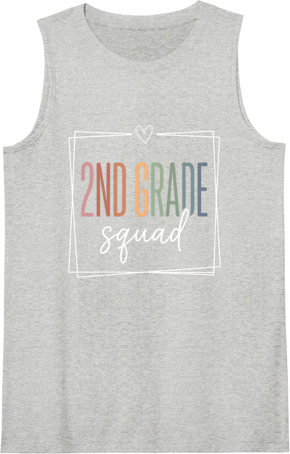 2ND Grade Squad Teacher Back to School Elementary Sleeveless Tank Top - Heather Grey