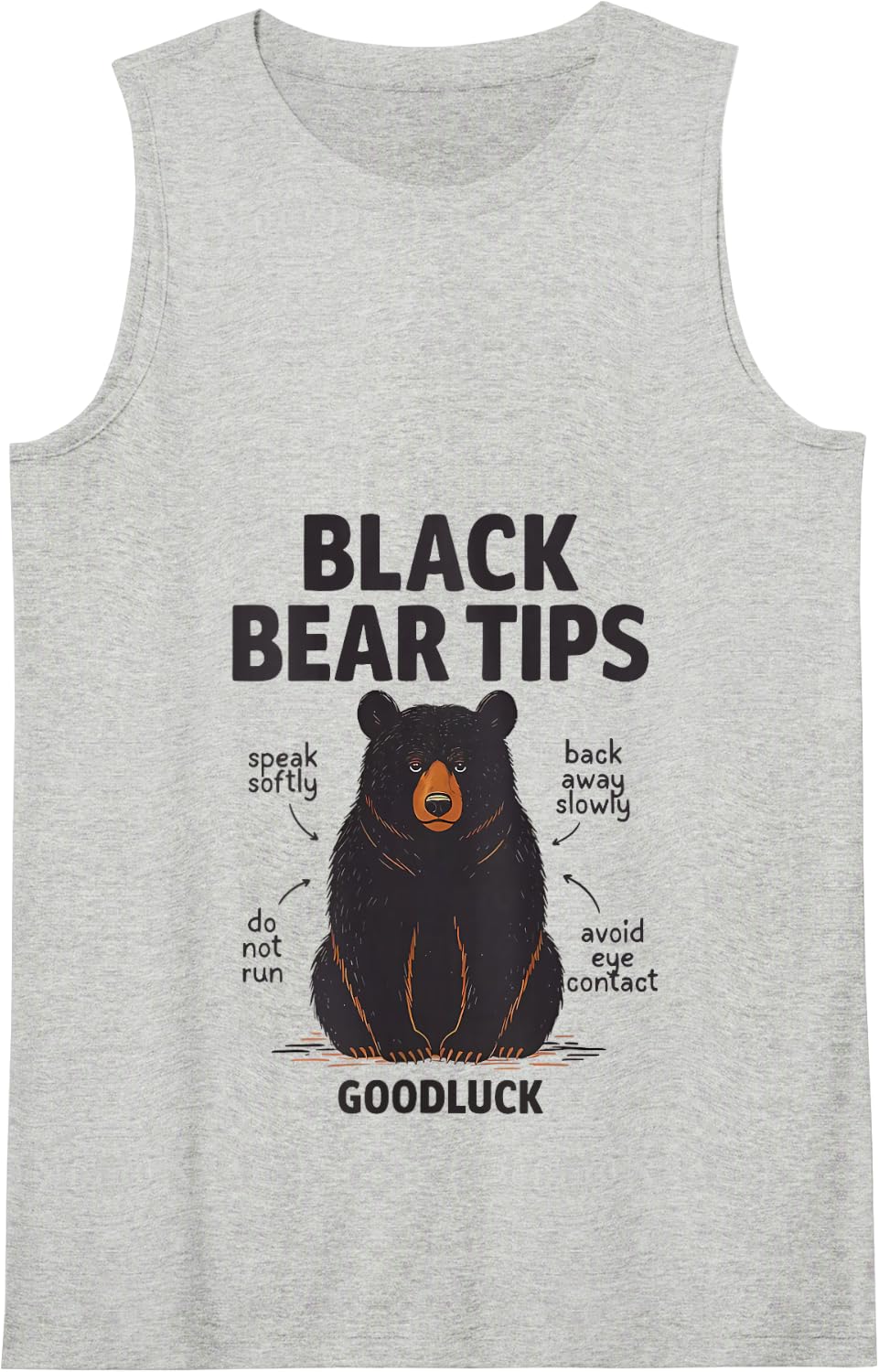 Black Bear Tips goodluck Tank Top - Heather Grey